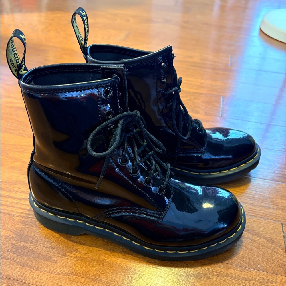 Dr. Martens Black Patent Leather Combat Boots
